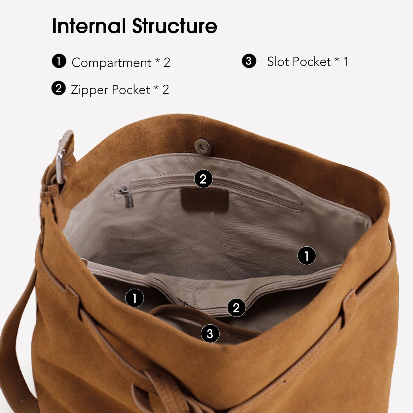 Tote-Tasche aus Echt Wildleder | Kaffee-Braun, Viel Platz