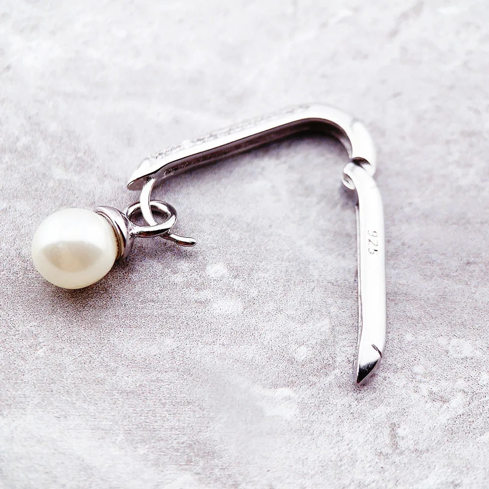 Damen-Creolen Glieder Perlen romantisch 925 Sterlingsilber