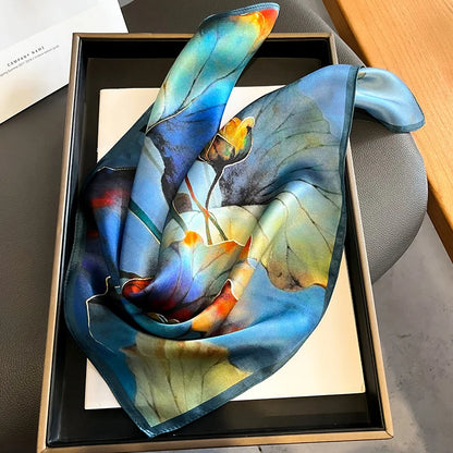 Damen Seidensatin Schal Tasche Kopf Bandana Halsschal klein quadratisch Luxus