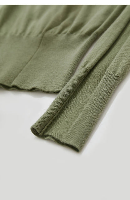 Damen-Kapuzenpullover Wolle Slim Stehkragen-Splicing Büro Herbst-Winter
