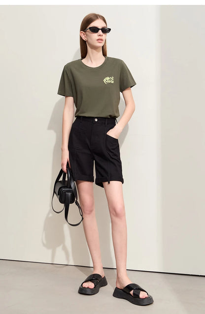 Minimalismus Baumwoll Jeans – Vintage Retro Fashion Shorts für Frauen