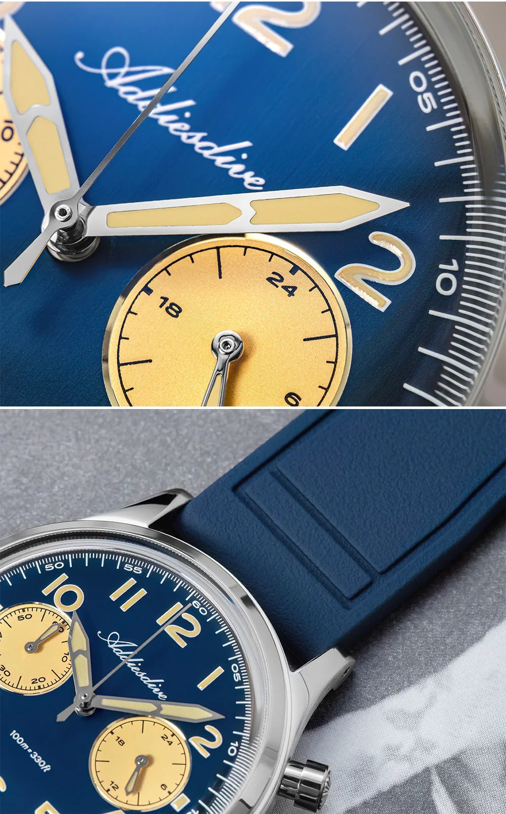 Herren-Chronograph mit VK64-Quarzwerk und Bubble-Glas