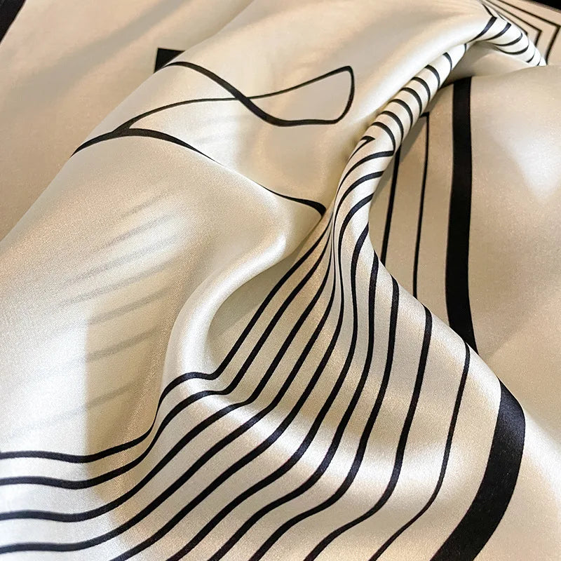 Damen Seidenschal quadratisch Luxus Haarband Halstuch Krawatte Handgelenk Bandana B