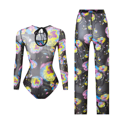 Damen-Hose mit Blumenmuster