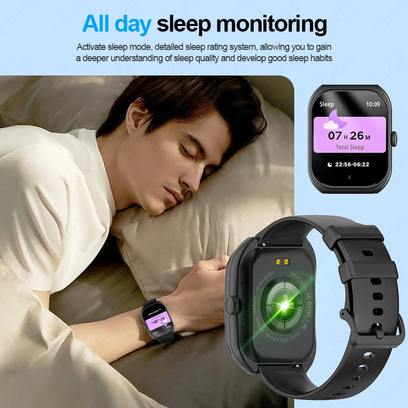 LIGE 2,01 "3D Gebogene Bildschirm Mode Smart Uhr Männer Herz Rate Sport Wasserdichte Bluetooth Anruf Frauen Smartwatch Für Android IOS