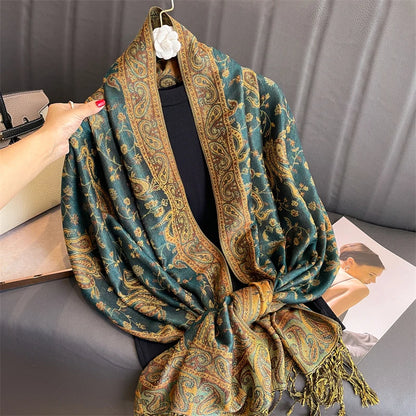 Damen Winterschal Kaschmir Pashmina Luxus Druck warm Stolen Foulard B