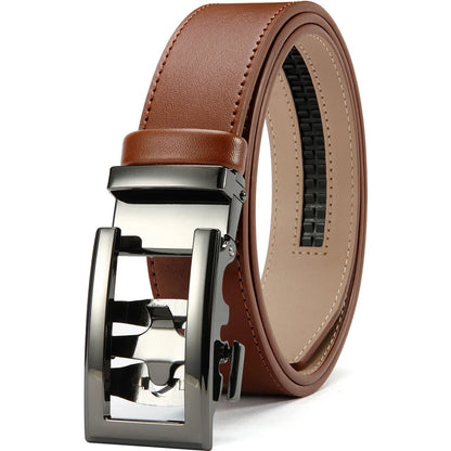 Herren Echtleder-Gürtel Hohles Muster Automatik-Schnalle Unisex 3,5 cm