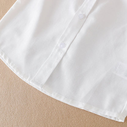 Jungen Sommer hemd neue Kinder Baumwolle Kleidung Schuluniform Kinder Turn-Down-Kragen Kurzarm Kleidung 5-12 Jahre