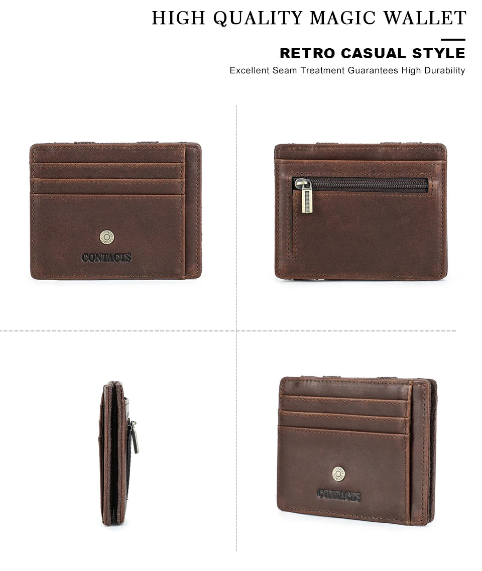 Herren Echtleder Geldbörse Slim RFID Kartenhalter Geldclip ultra dünn Mini Geschenk