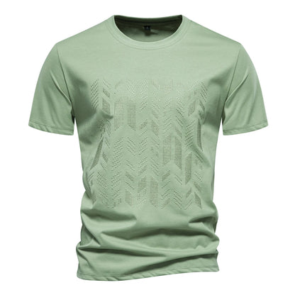 Herren T-Shirt aus Baumwollmischung mit hochwertiger Stickerei und Kurzarm