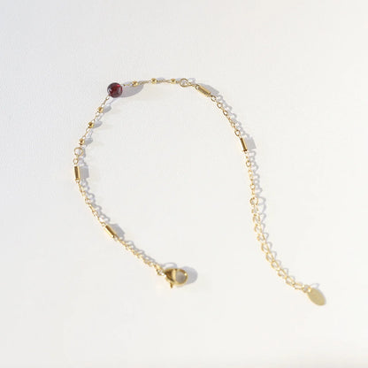 Damen-Armband mit Granat-Naturstein und Edelstahl