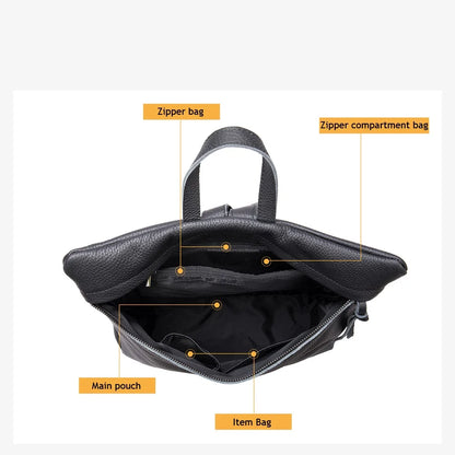 Damen-Lederrucksack Mit Top-Griff Und Viel Stauraum Durch Mehrfachtaschen Und Gepolsterter Rücken