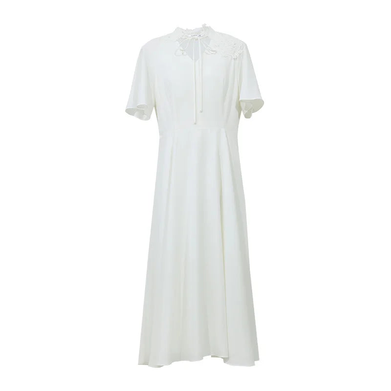 Elegantes Midikleid Für Damen Aus Chiffon Mit V-Ausschnitt Im Sommer