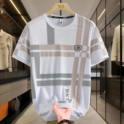 Herren T-Shirt aus Seide mit kurzen Ärmeln für lässige Sommermode