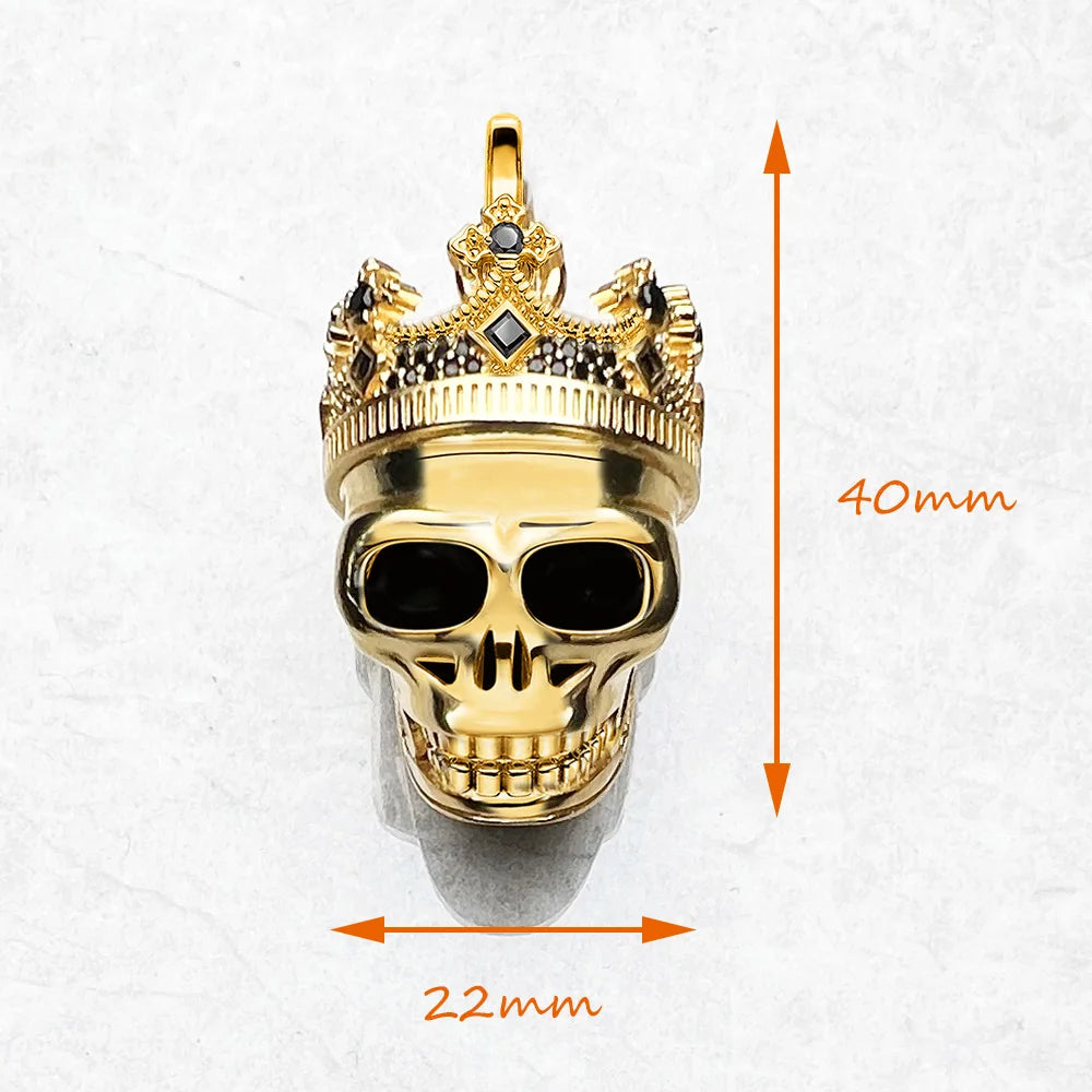 Damen-Charm-Anhänger Totenkopf König Krone Hiphop aus Sterlingsilber