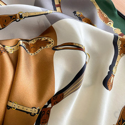 Damen Seidenschal quadratisch Luxus Haarband Halstuch Krawatte Handgelenk Bandana D