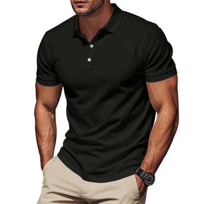 Langärmeliges Herren-Poloshirt mit Waffelstruktur und Knopfleiste – ideal für Freizeit und Urlaub