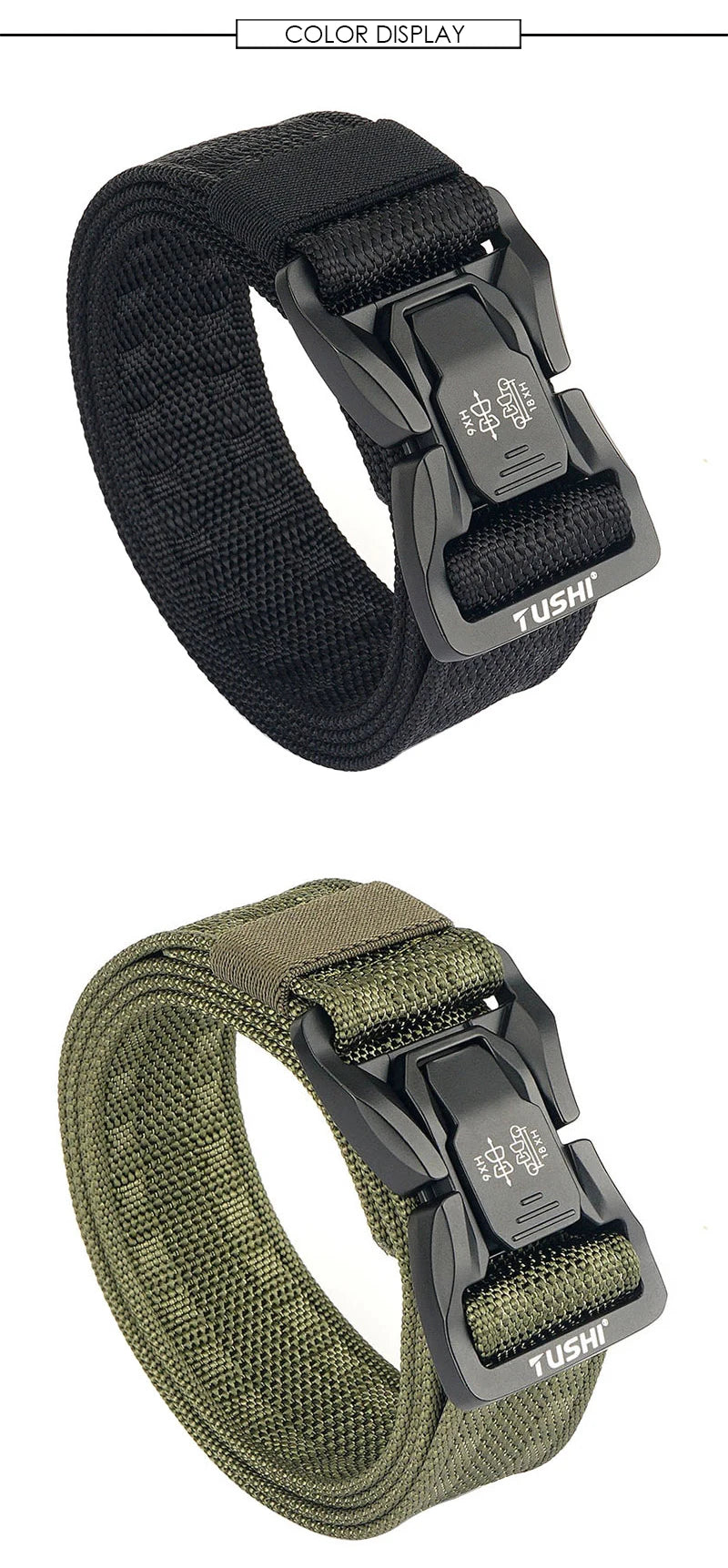 Unisex-Taktischer Gürtel aus Nylon mit Schnellverschluss und Breite 3,8 cm für Outdoor