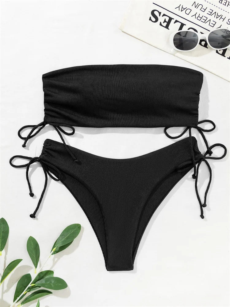 Gestreifter Sexy Bikini für Damen – Zweiteiliges Badeanzug-Set für Strand und Pool