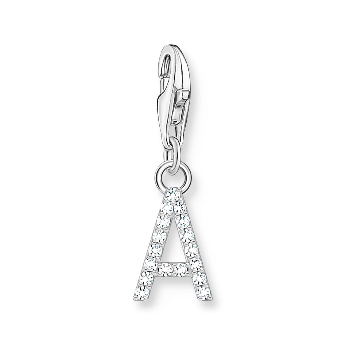 Damen-Charm-Anhänger Buchstaben weißer Stein klassisch aus Sterlingsilber