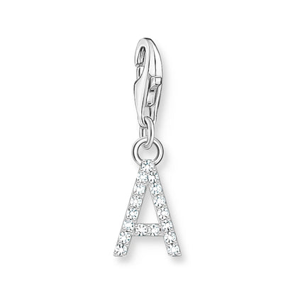 Damen-Charm-Anhänger Buchstaben weißer Stein klassisch aus Sterlingsilber