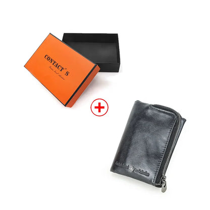 Herren Echtleder Geldbörse Retro Reißverschluss Münzfach RFID Damen Kartenetui Geschenk