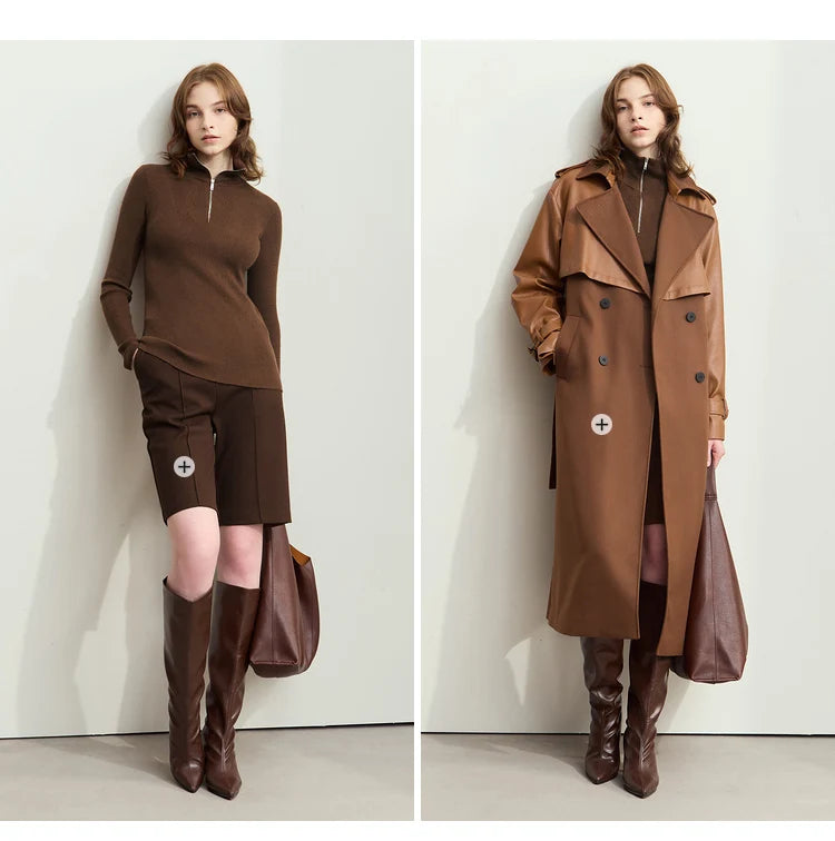 Damen-Strickjacke Stehkragen Reißverschluss Slim Streetwear Winter