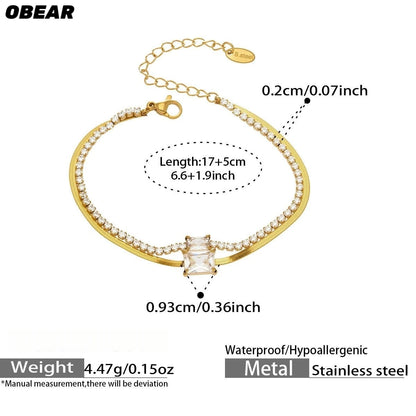 Damen-Armband Baguette-Zirkonia Doppelschicht