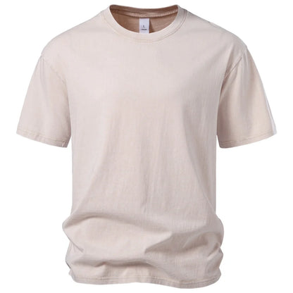 Vintage Herren-T-Shirt aus Baumwolle mit Säurewaschung, helles Apricot, Rundhals
