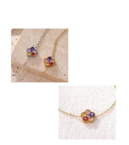Damen-Armband mit bunten Zirkonia-Blüten