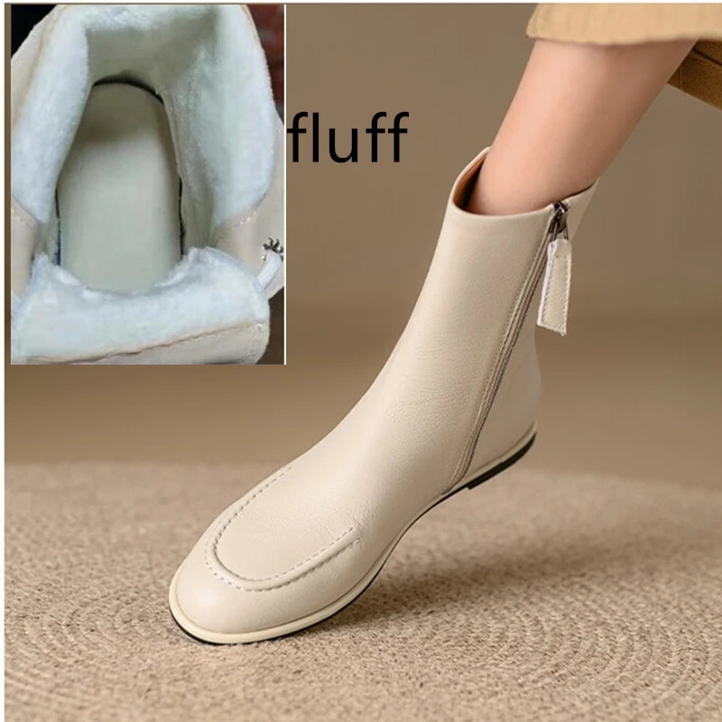 AIYUQI Women Ankle Boots 2025 New Genuine Leather Short Boots Women Flat Winter Fashion Women Knight Boots