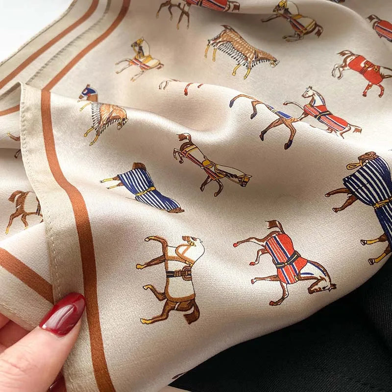 Damen Seidenschal bedruckt Frühling Halstuch Kopftuch Haarband Hijab Bandana