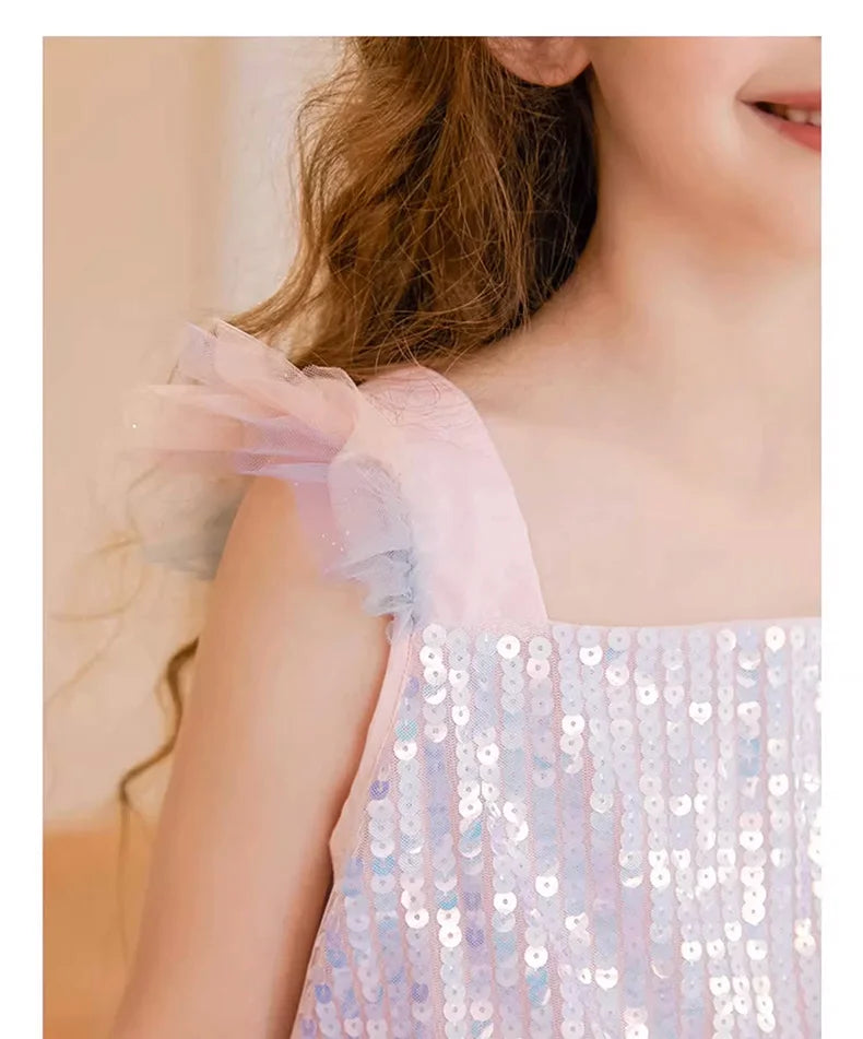 Sommerkleid für Mädchen in Farbverlauf Pink, festlich für Geburtstag oder Hochzeit, Größen 110-170 cm, Alter 3-14 Jahre