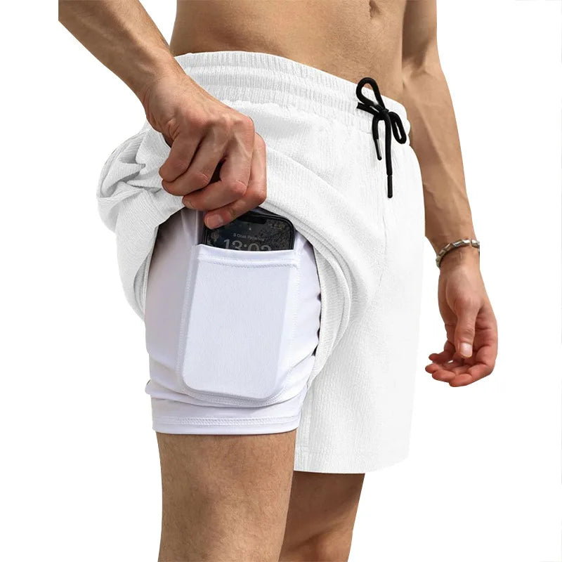Leichte Herren-Sportshorts aus Eisseide – lockere, knielange Sommerhose in Schwarz