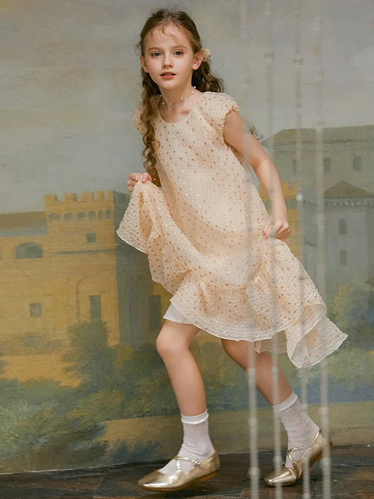 Luftiges Mädchenkleid mit Pailletten in Lila – Süßes Prinzessinnen-Outfit für Sommer und Partys