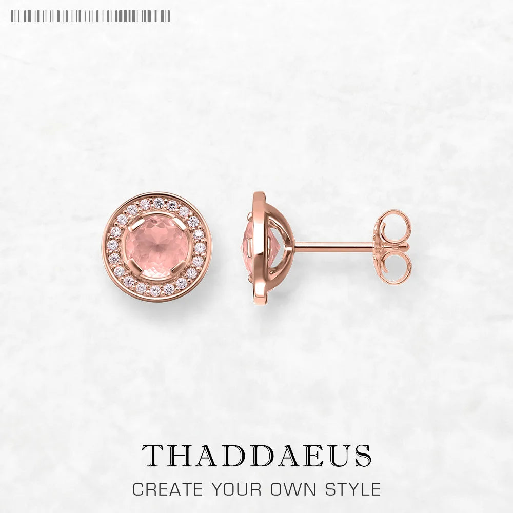 Damen-Ohrstecker Luna rosa rund glamourös aus Sterlingsilber