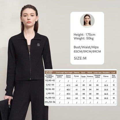 Damen-Strickjacke Buchstaben Slim Reißverschluss Wolle-Mix Herbst-Winter