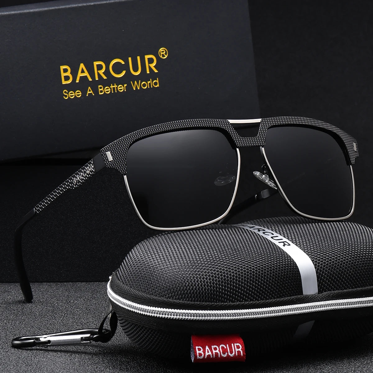 Sonnenbrille quadratisch großer Rahmen Edelstahl polarisiert Unisex