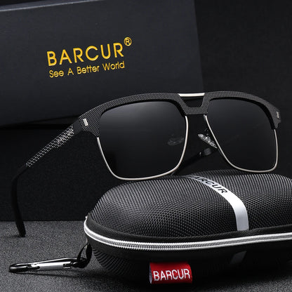 Sonnenbrille quadratisch großer Rahmen Edelstahl polarisiert Unisex
