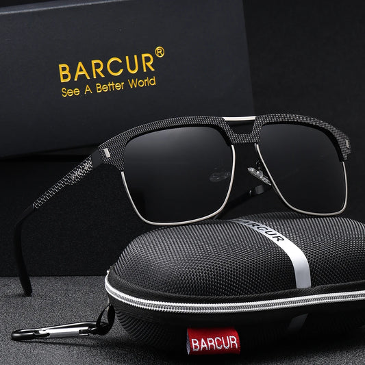 Sonnenbrille quadratisch großer Rahmen Edelstahl polarisiert Unisex