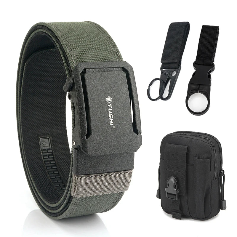 Herren-Taktischer Gürtel aus Nylon mit Automatischer Schnalle, 4,3 cm Breit, 120 cm Länge
