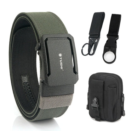 Herren-Taktischer Gürtel aus Nylon mit Automatischer Schnalle, 4,3 cm Breit, 120 cm Länge
