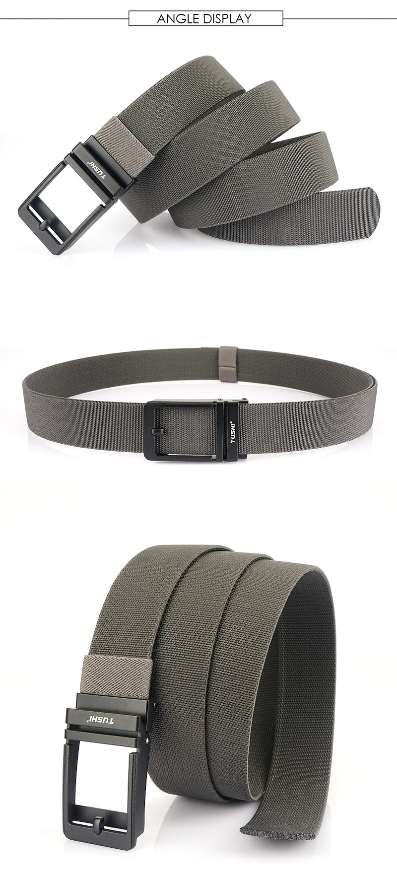VATLY Herren Stretch-Gürtel 38mm mit Automatik-Schnalle aus Nylon