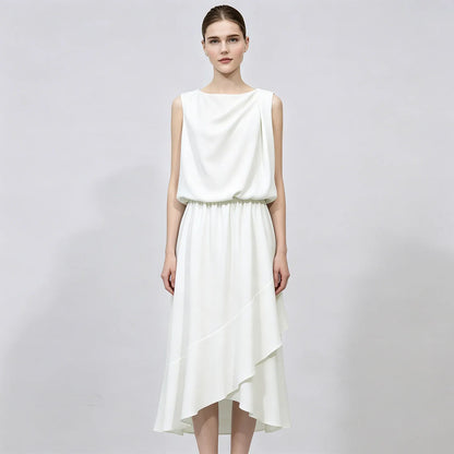 Ärmellos Elegantes Damenkleid Mit Rüschen Für Büro