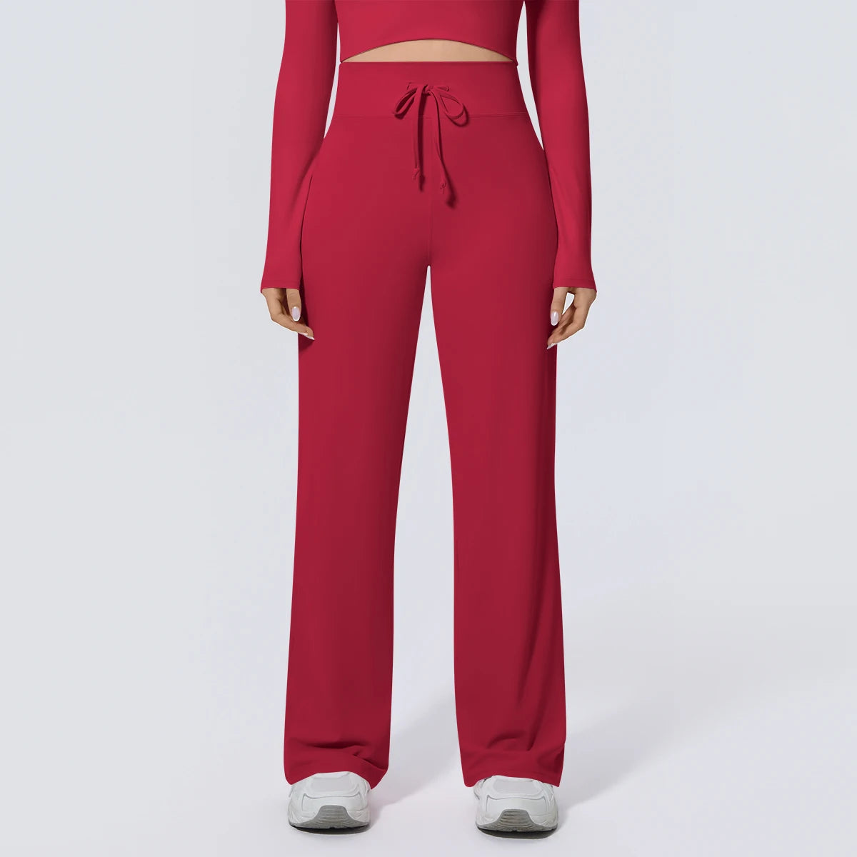 Rote Yoga-Sommerhose mit Kordelzug am Bund