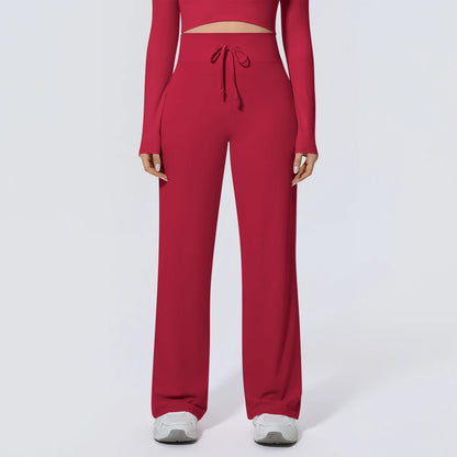Rote Yoga-Sommerhose mit Kordelzug am Bund