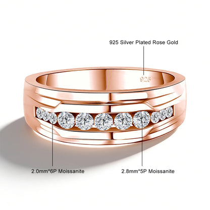 Unisex-Ring aus 925 Silber Moissanit-Verlobungsring Weißglanz für Damen und Herren