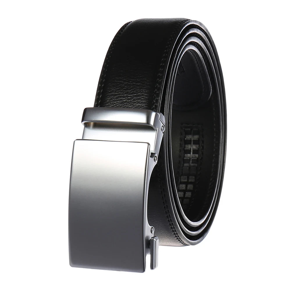 Herren Ledergürtel Mit Automatischer Metallschnalle 3,5 cm Breite Braun 130 cm Länge