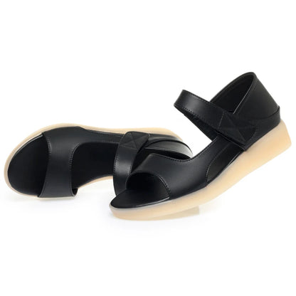 AIYUQI Damen Sandals Spaltleder Flat Roman Velcro