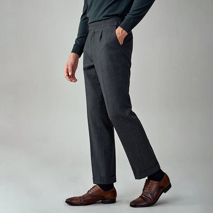 50 % Wolle Herrenanzüge Hosen klein grau kariert Korea Casual Style Frühling Hochzeit Bräutigam tragen Mode Gentleman täglich Luxus Hosen